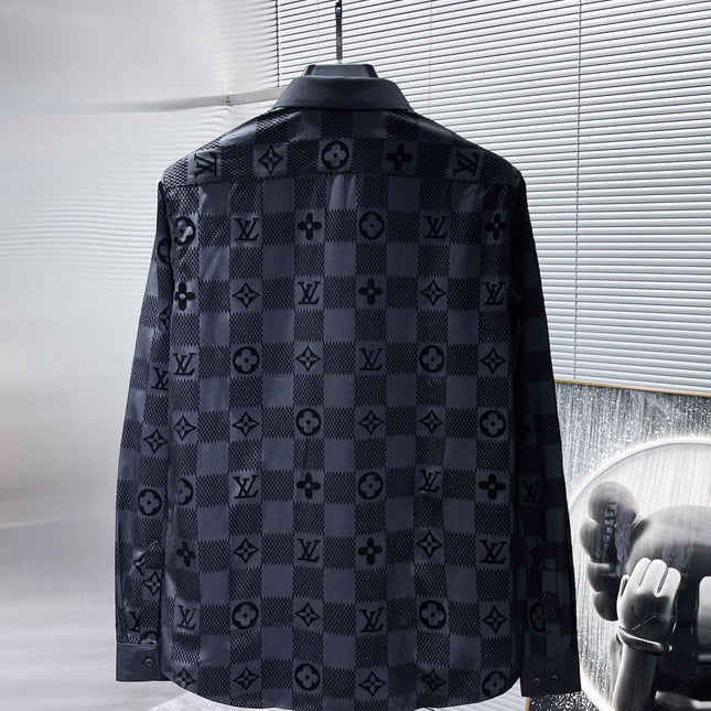 LV LONG-SLEEVED SHIRT IN BLACK DAMIER COTTON 238803