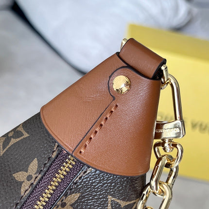 LV 25S LOOP HOBO 38 IN BROWN MONOGRAM COATED CANVAS GOLD HARDWARE