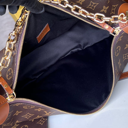 LV 25S LOOP HOBO 38 IN BROWN MONOGRAM COATED CANVAS GOLD HARDWARE