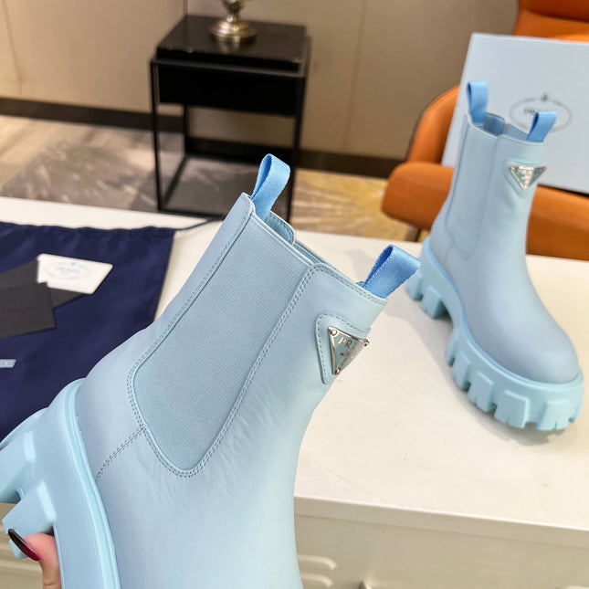 PRA MONOLITH BRUSHED BOOTIES 55 SKY CALFSKIN