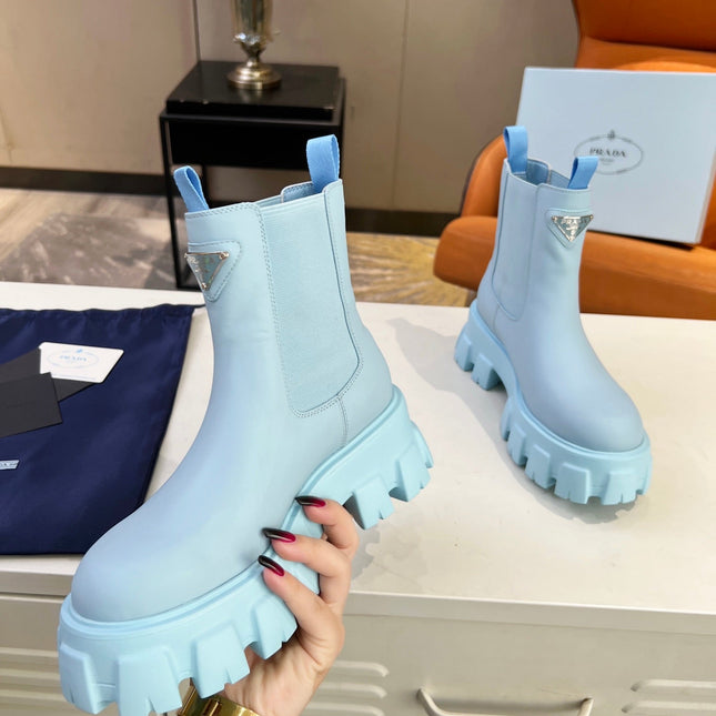 PRA MONOLITH BRUSHED BOOTIES 55 SKY CALFSKIN