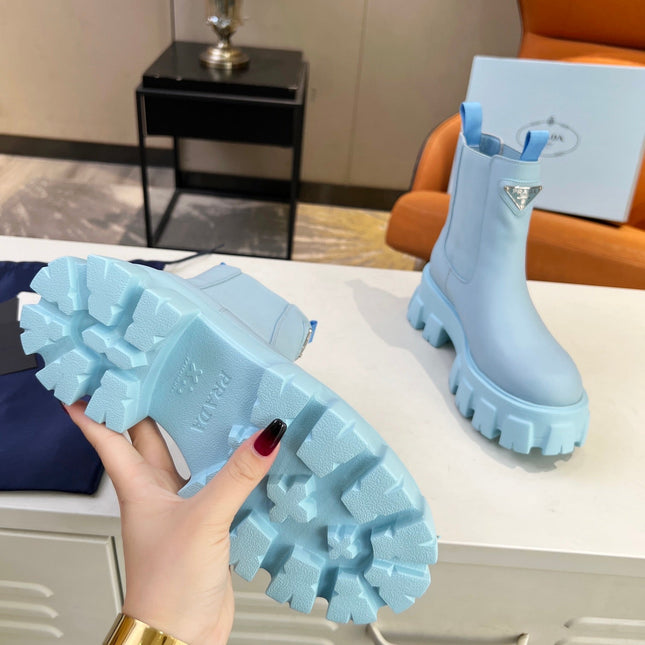 PRA MONOLITH BRUSHED BOOTIES 55 SKY CALFSKIN