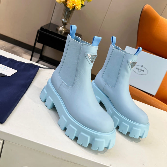 PRA MONOLITH BRUSHED BOOTIES 55 SKY CALFSKIN