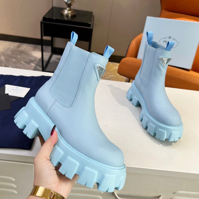 PRA MONOLITH BRUSHED BOOTIES 55 SKY CALFSKIN