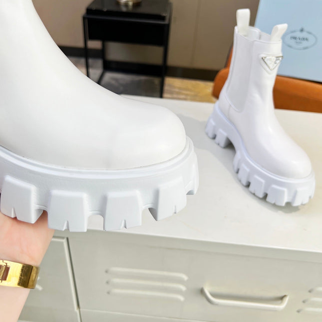 PRA MONOLITH BRUSHED BOOTIES 55 WHITE CALFSKIN