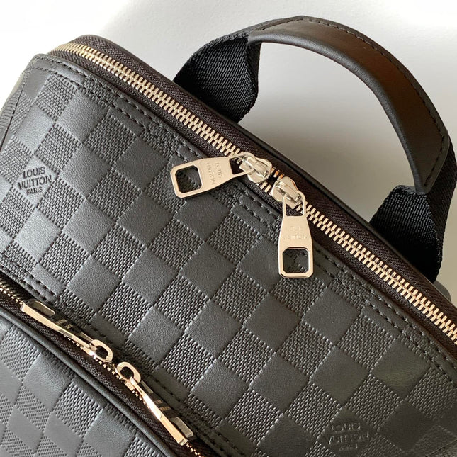 LV 25S MICHAEL BACKPACK 42 IN EMBOSSED DAMIER INFINI BLACK CALFSKIN