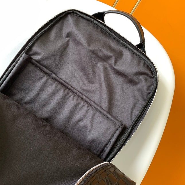 LV 25S MICHAEL BACKPACK 42 IN EMBOSSED DAMIER INFINI BLACK CALFSKIN