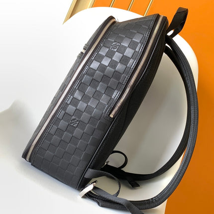 LV 25S MICHAEL BACKPACK 42 IN EMBOSSED DAMIER INFINI BLACK CALFSKIN