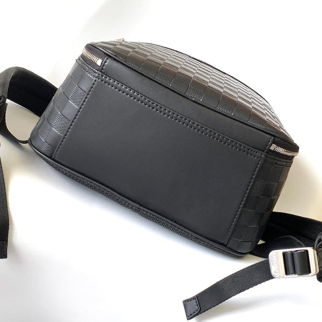 LV 25S MICHAEL BACKPACK 42 IN EMBOSSED DAMIER INFINI BLACK CALFSKIN