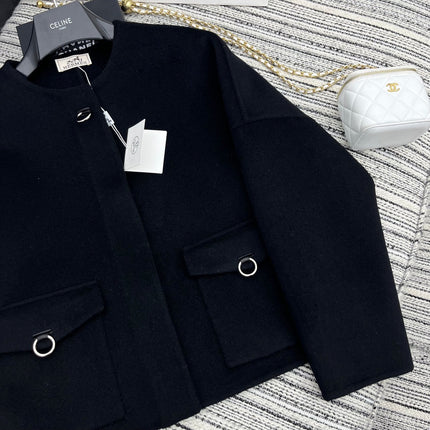 HERMES 25S SHORT REVERSIBLE CASHMERE COAT 254