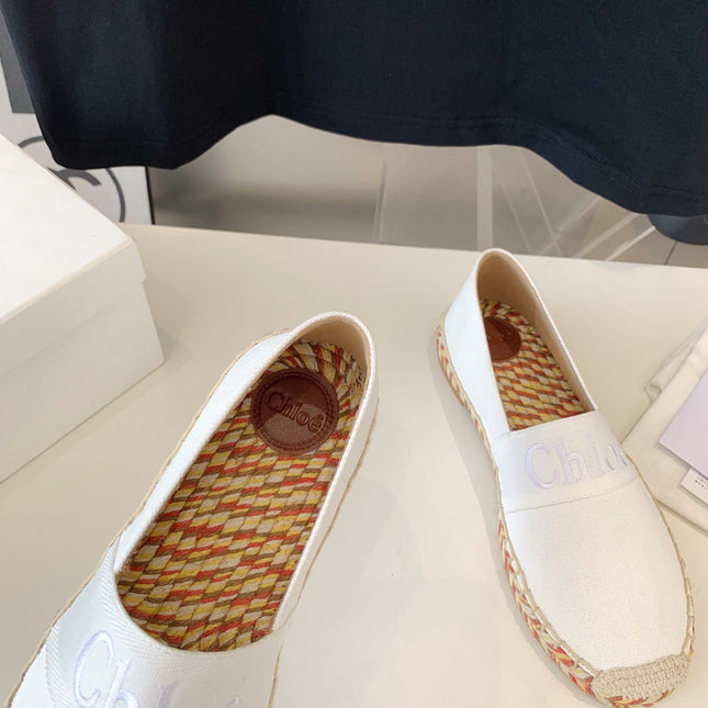 LOAFER SHOES IN WHITE DENIM AND WOVEN RAFFIA