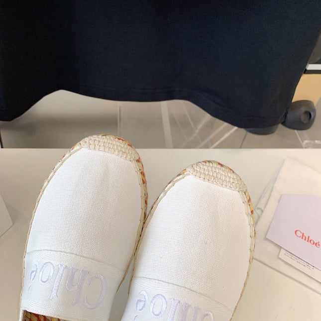 LOAFER SHOES IN WHITE DENIM AND WOVEN RAFFIA