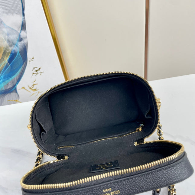 VANITY 19 IN BLACK MONOGRAM EMBOSSED CALFSKIN GOLD HARDWARE