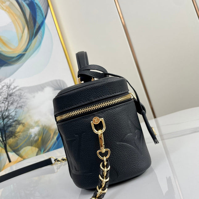 VANITY 19 IN BLACK MONOGRAM EMBOSSED CALFSKIN GOLD HARDWARE
