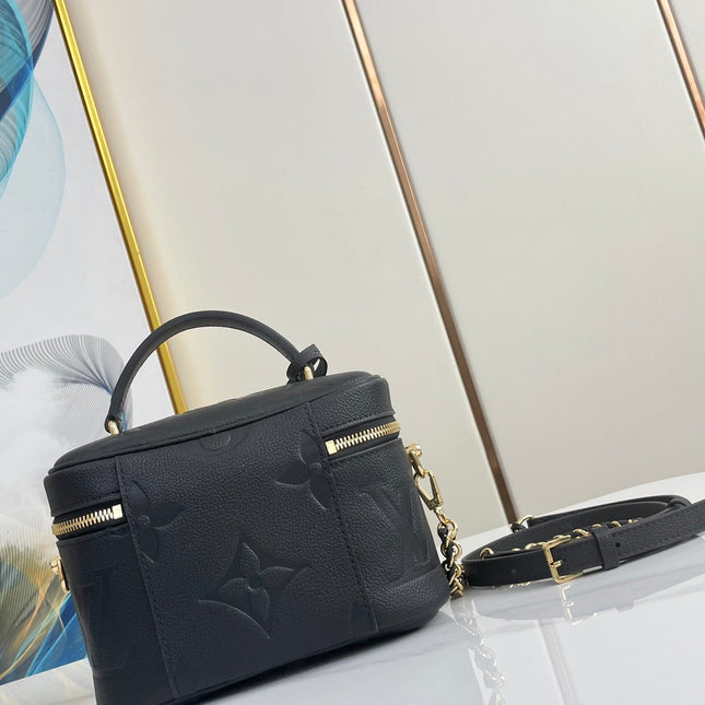 VANITY 19 IN BLACK MONOGRAM EMBOSSED CALFSKIN GOLD HARDWARE