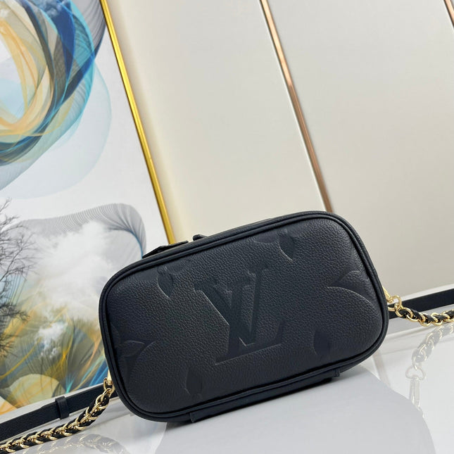 VANITY 19 IN BLACK MONOGRAM EMBOSSED CALFSKIN GOLD HARDWARE