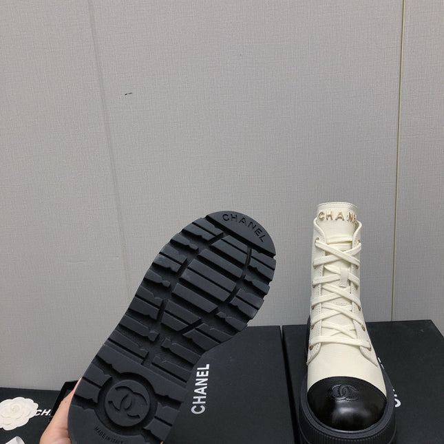 MARTIN SHORT BOOTS WHITE MIX BLACK LAMBSKIN