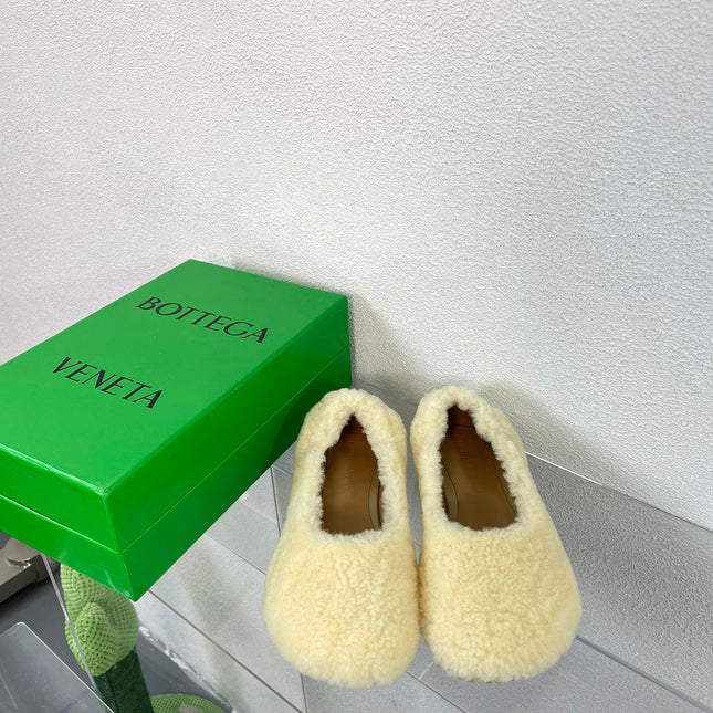 ATOMIC SHEARLING BALLERINA FLATS LIGHT YELLOW