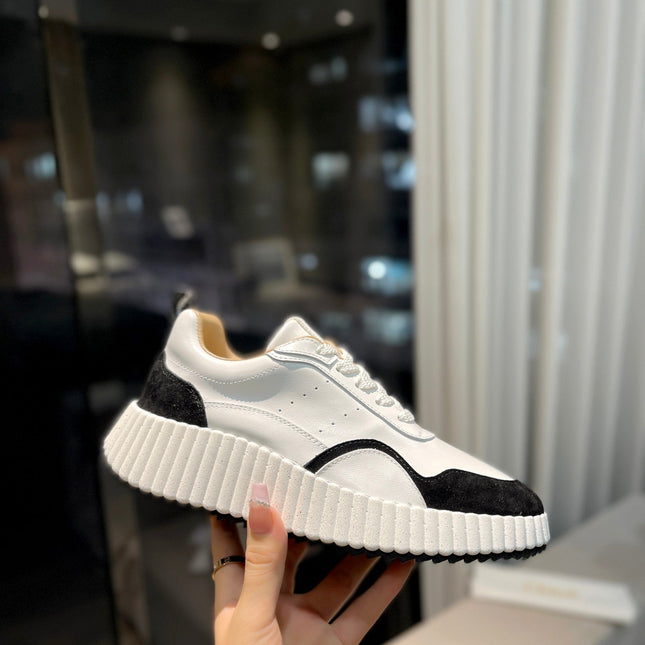 NAMA SNEAKER IN WHITE LAMBSKIN AND BLACK SUEDE