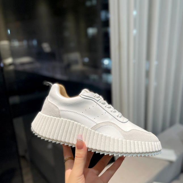 NAMA SNEAKER IN WHITE LAMBSKIN AND DOVE GREY SUEDE