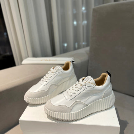 NAMA SNEAKER IN WHITE LAMBSKIN AND DOVE GREY SUEDE