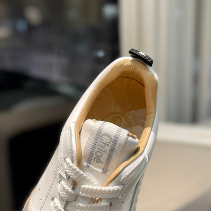 NAMA SNEAKER IN WHITE LAMBSKIN AND TAN BROWN SUEDE