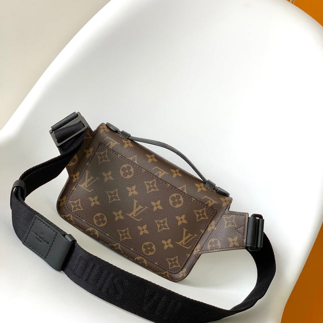 LV 25S S LOCK MESSENGER BAG 21 IN NEON JADE AND BROWN MONOGRAM MACASSAR CALFSKIN