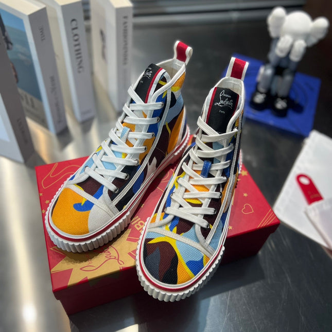 LUBOTING PEDRO HIGH-TOP SNEAKERS IN COLORFUL FABRIC