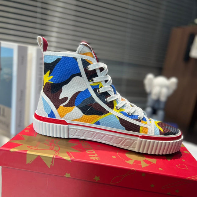 LUBOTING PEDRO HIGH-TOP SNEAKERS IN COLORFUL FABRIC