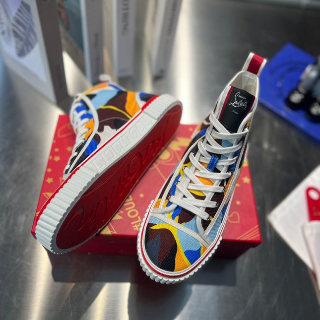 LUBOTING PEDRO HIGH-TOP SNEAKERS IN COLORFUL FABRIC
