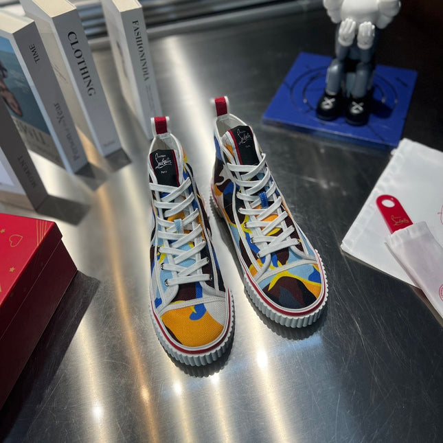 LUBOTING PEDRO HIGH-TOP SNEAKERS IN COLORFUL FABRIC