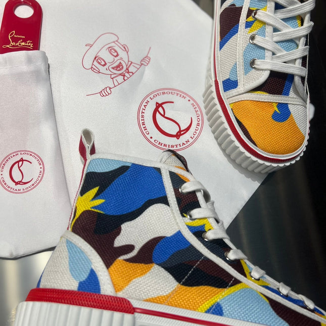 LUBOTING PEDRO HIGH-TOP SNEAKERS IN COLORFUL FABRIC