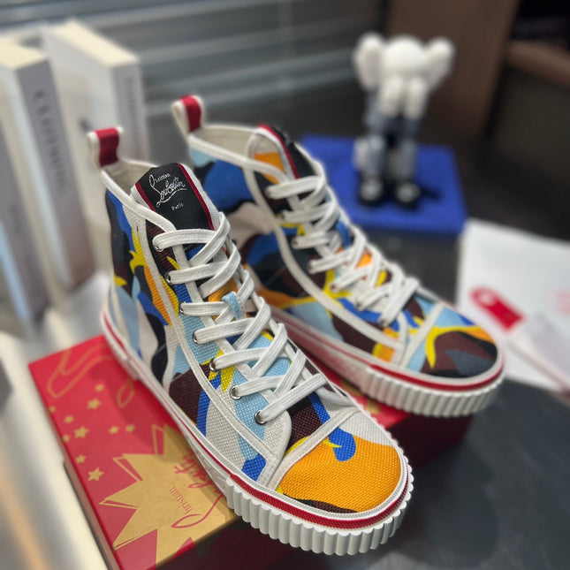 LUBOTING PEDRO HIGH-TOP SNEAKERS IN COLORFUL FABRIC