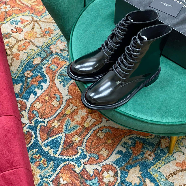 SL ARMY LACED BOOTS BLACK CALFSKIN