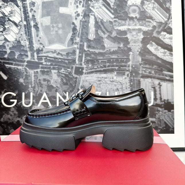 VIV' RANGERS LOAFERS IN BLACK SHINY CALFSKIN STRASS BUCKLE