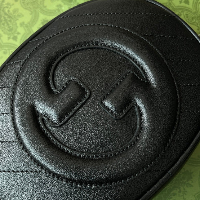 SMALL BLONDIE OVAL SHOULDER BAG 20 IN BLACK CALFSKIN