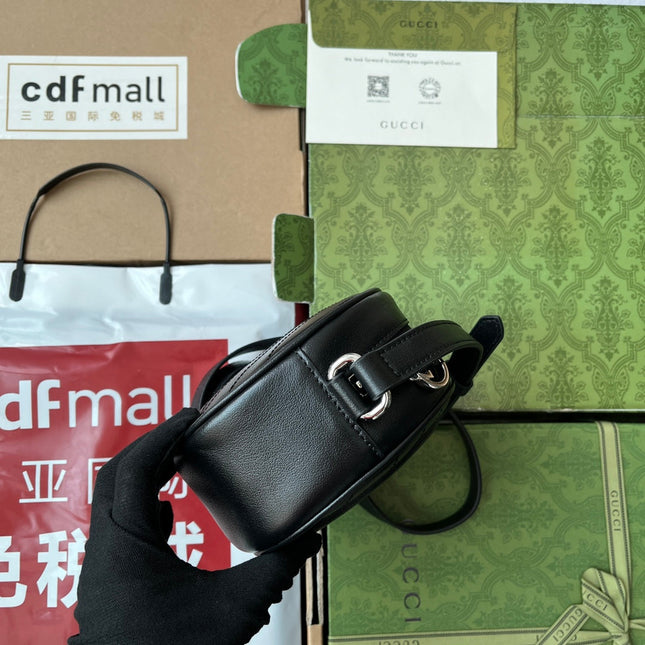 SMALL BLONDIE OVAL SHOULDER BAG 20 IN BLACK CALFSKIN