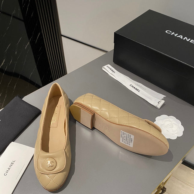 BALLET FLAT BEIGE CREAM LAMBSKIN