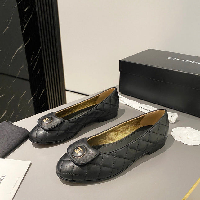 BALLET FLAT BLACK LAMBSKIN