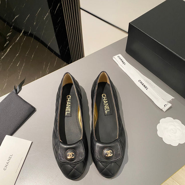 BALLET FLAT BLACK LAMBSKIN