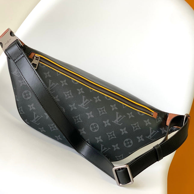 LV 25S BUMBAG 37 IN BLACK AND YELLOW COATED MONOGRAM CALFSKIN