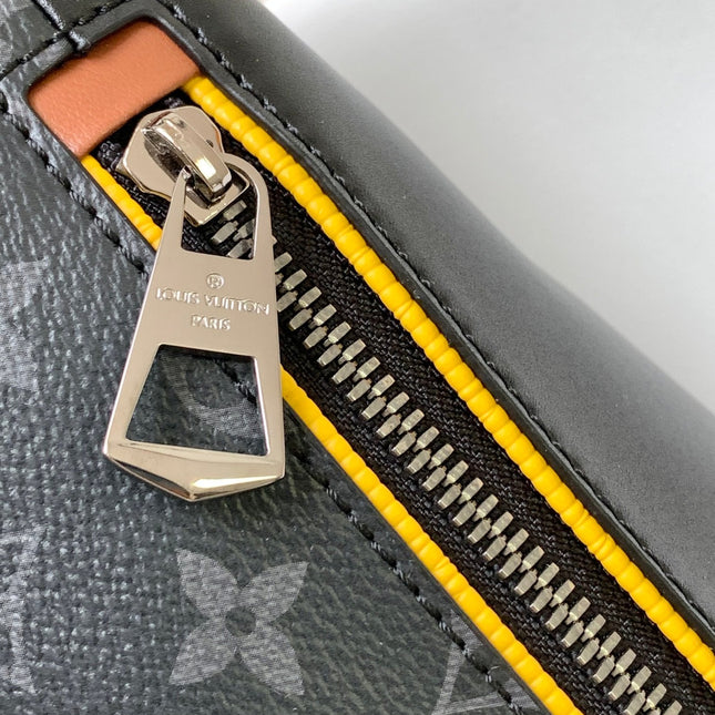 LV 25S BUMBAG 37 IN BLACK AND YELLOW COATED MONOGRAM CALFSKIN