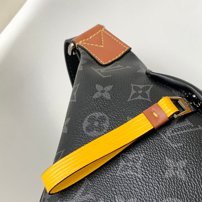 LV 25S BUMBAG 37 IN BLACK AND YELLOW COATED MONOGRAM CALFSKIN