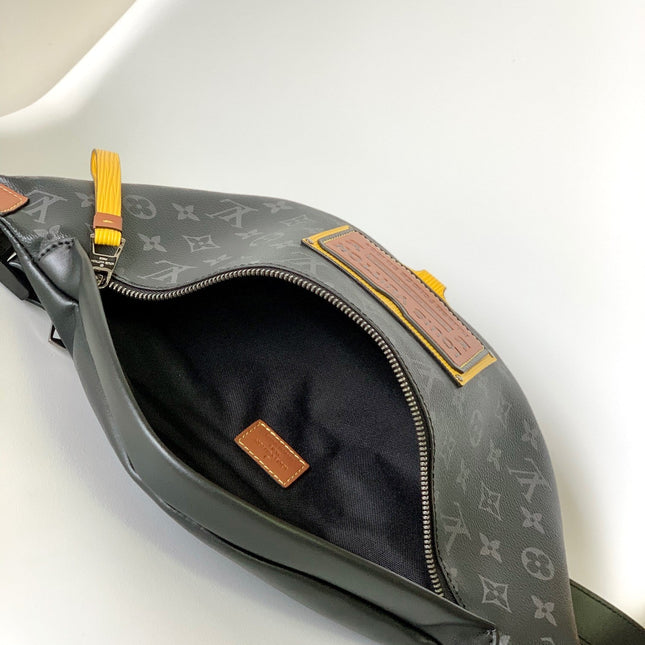 LV 25S BUMBAG 37 IN BLACK AND YELLOW COATED MONOGRAM CALFSKIN