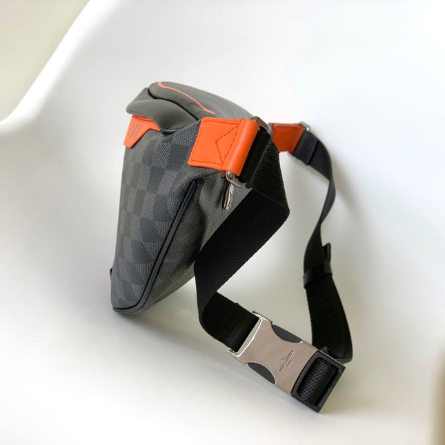 LV 25S BUMBAG 37 IN BLACK AND ORANGE COATED MONOGRAM CALFSKIN