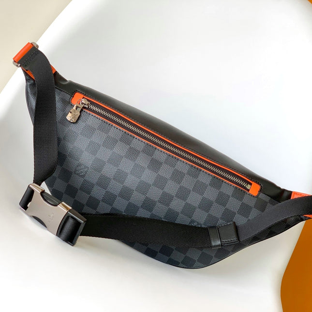LV 25S BUMBAG 37 IN BLACK AND ORANGE COATED MONOGRAM CALFSKIN