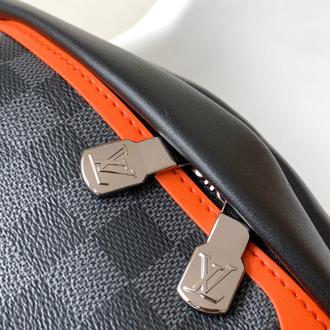 LV 25S BUMBAG 37 IN BLACK AND ORANGE COATED MONOGRAM CALFSKIN