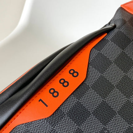 LV 25S BUMBAG 37 IN BLACK AND ORANGE COATED MONOGRAM CALFSKIN