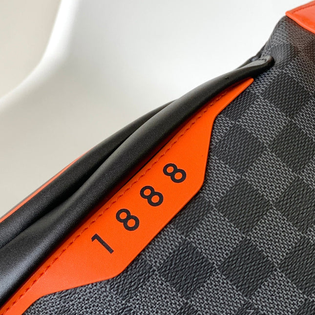 LV 25S BUMBAG 37 IN BLACK AND ORANGE COATED MONOGRAM CALFSKIN