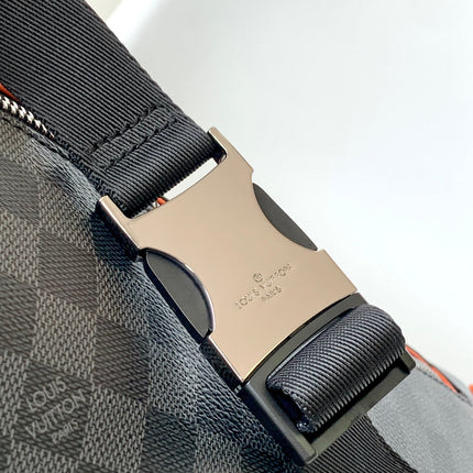 LV 25S BUMBAG 37 IN BLACK AND ORANGE COATED MONOGRAM CALFSKIN